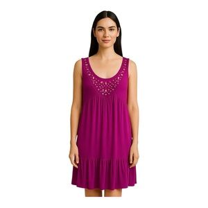 Ann Taylor LOFT Purple Embellished Sleeveless Dress